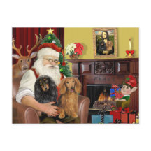 サンタの長髪2人のダックスフント