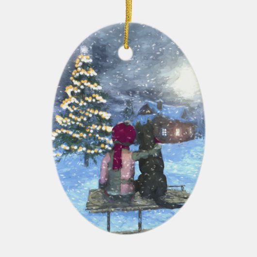 サンタの陶磁器のクリスマスのオーナメントのための監視 セラミックオーナメント (正面)