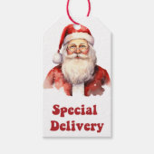 サンタの陽気な顔の配信ラベル ギフトタグ (正面)