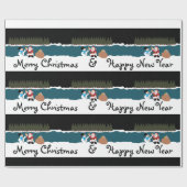 サンタの雪だるまへのプレゼント包装紙 ラッピングペーパー (フラット)