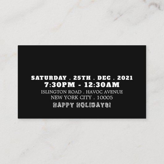 サンタの雪だるまへのプレゼント、クリスマスパーティーのチケット エンクロージャーカード (裏面)