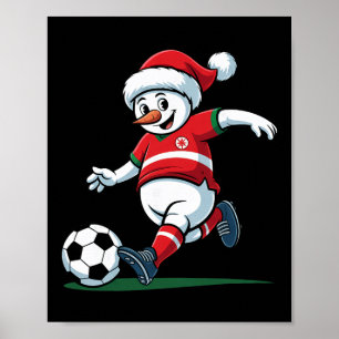 サンタの雪だるまサッカー 男女兼用 クリスマス ポスター