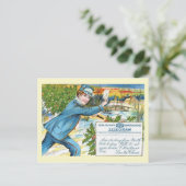 サンタの電報を配達する郵便配達 シーズンポストカード (スタンド正面)