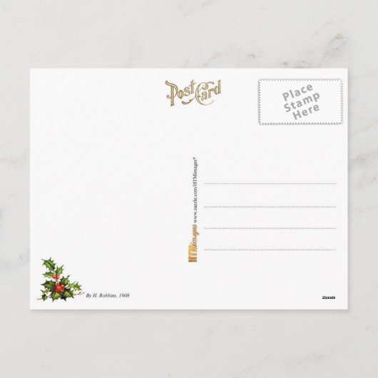 サンタの電報を配達する郵便配達 シーズンポストカード (裏面)