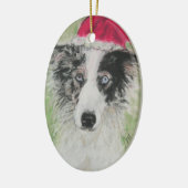 サンタの青のオーナメント セラミックオーナメント (左)