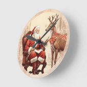 サンタの静かな瞬間 ラウンド壁時計 (傾斜)