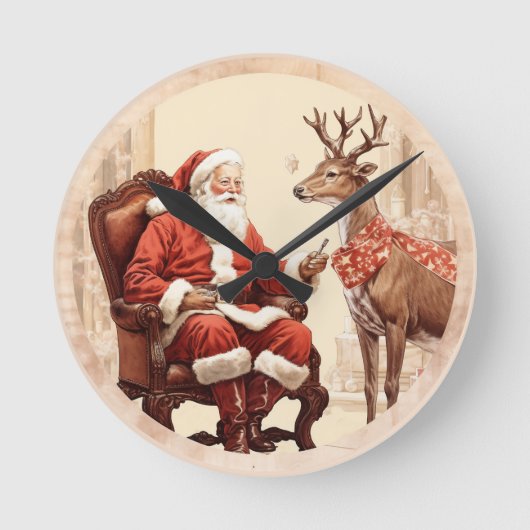 サンタの静かな瞬間 ラウンド壁時計 (正面)