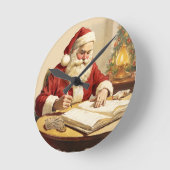 サンタの静かな瞬間 ラウンド壁時計 (傾斜)