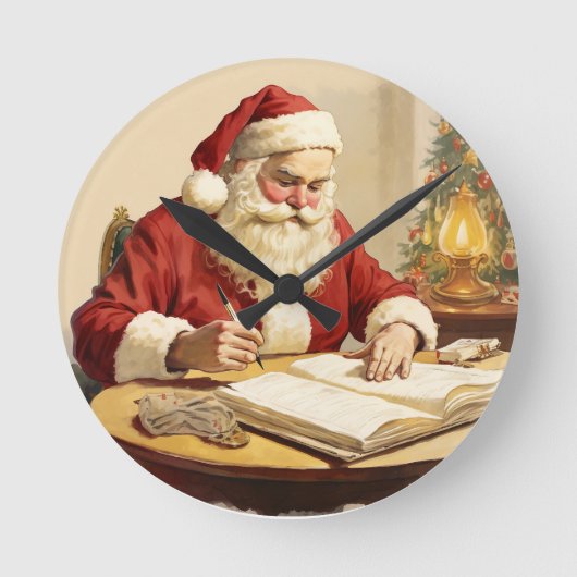 サンタの静かな瞬間 ラウンド壁時計 (正面)