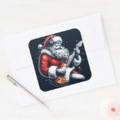 サンタの音楽を通してクリスマスの気分を味わう岩 スクエアシール (封筒)