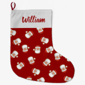 サンタの頭のパターン ラージクリスマスストッキング (正面)