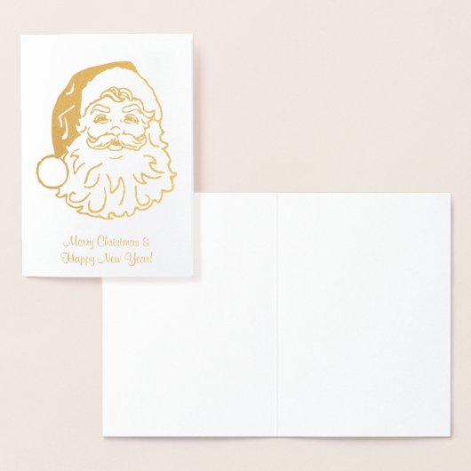 サンタの頭部が付いている金ゴールドホイルのクリスマスカード 箔カード (ディスプレー)