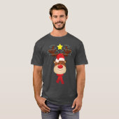 サンタの顔のクリスマス マッチングファミリー クリスマス ヴィンテージ Tシャツ (正面フル)