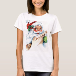 サンタの顔の水彩画ルーズフィットTシャツ（女性用） Tシャツ