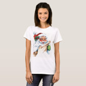 サンタの顔の水彩画ルーズフィットTシャツ（女性用） Tシャツ (正面フル)
