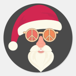サンタの顔 レトロ サングラス クリスマス ラウンドシール