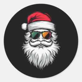 サンタの顔 レトロ サングラス クリスマス Xmas ホリデー ラウンドシール