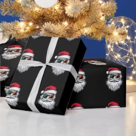 サンタの顔 レトロ サングラス クリスマス Xmas ホリデー ラッピングペーパー
