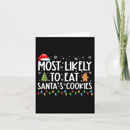 サンタの食べCookieのおもしろい・クリスマスに最も近い カード (正面)