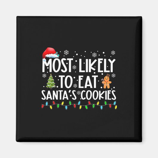 サンタの食べCookieのおもしろい・クリスマスに最も近い マグネット (正面)