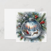 サンタの飾り フラット ホリデー カード (正面/裏面)