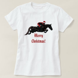 サンタの馬のジャンパーのクリスマス Tシャツ