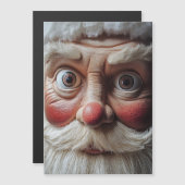 サンタの驚いた表情のクローズアップ マグネット招待状 (正面/裏面)