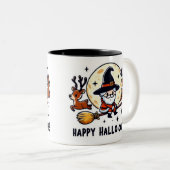 サンタの魔女箒ライドマグ – ハロウィンとクリスマス ツートーンマグカップ (正面右)