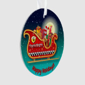 サンタの魔法のクリスマスのそり オーナメント (正面)