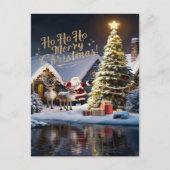 サンタの魔法のトナカイ飛行 ポストカード (正面)