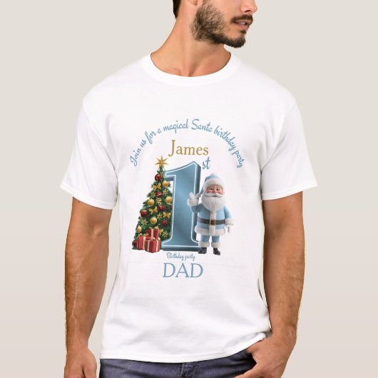 サンタの魔法のバースデー招待状 - 1歳の誕生日 Tシャツ (正面)