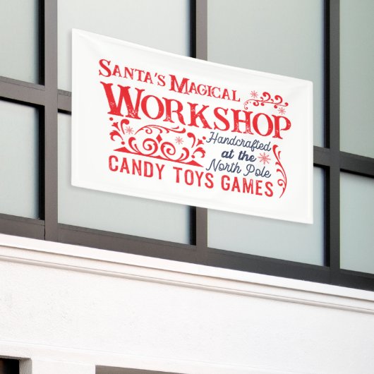 サンタの魔法のワークショップのクリスマス 横断幕 (ビルの外側)