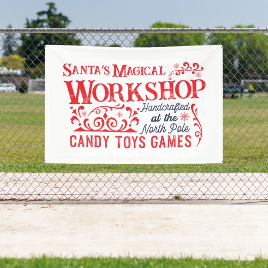サンタの魔法のワークショップのクリスマス 横断幕 (インサイチュ)