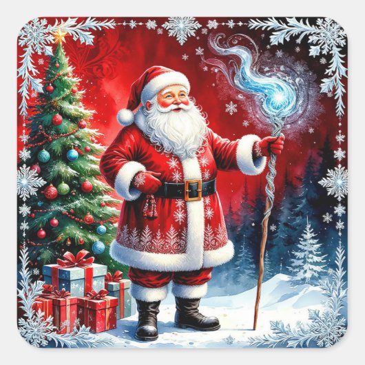 🎅 サンタの魔法の杖 クリスマスチャーム ❄️ スクエアシール (正面)
