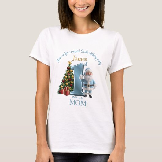 サンタの魔法の誕生日招待状 - 1歳の誕生日 Tシャツ (正面)