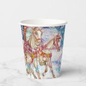 サンタの魔法の馬そり雪のクリスマスナイト 紙コップ (裏面)