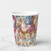 サンタの魔法の馬そり雪のクリスマスナイト 紙コップ (左)