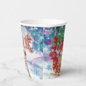 サンタの魔法の馬そり雪のクリスマスナイト 紙コップ (右)