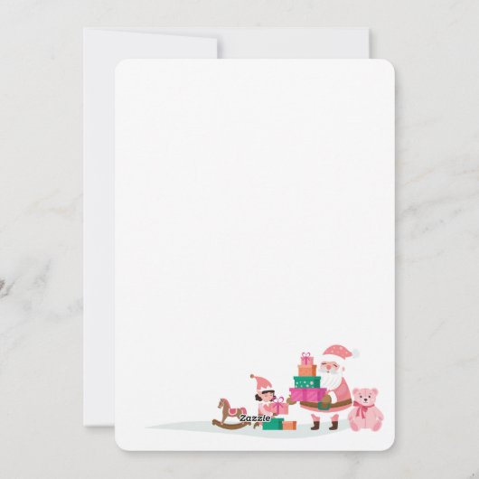 サンタの魔法ピンク小妖精や小人おもちゃ工場工場 シーズンカード (裏面)