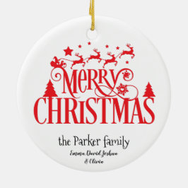 サンタの魔法飛んでいるのトナカイ |クリスマス セラミックオーナメント