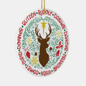 サンタの魔法飛んでいるのトナカイ |クリスマス セラミックオーナメント (右)