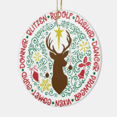 サンタの魔法飛んでいるのトナカイ |クリスマス セラミックオーナメント (左)