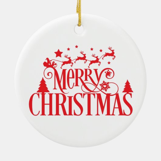 サンタの魔法飛んでいるのトナカイ |クリスマス セラミックオーナメント (裏面)