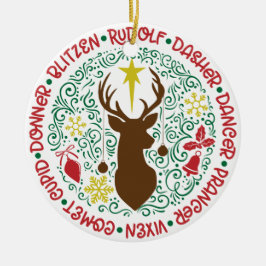 サンタの魔法飛んでいるのトナカイ |クリスマス セラミックオーナメント