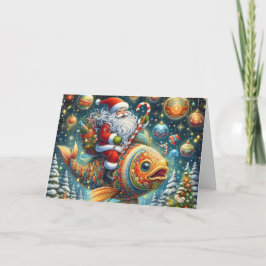 サンタの魚乗りクリスマス シーズンカード