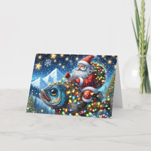 サンタの魚乗りクリスマス シーズンカード (正面)