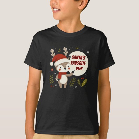 サンタの鹿お気に入りのの丸パネル Tシャツ (正面)