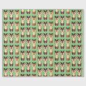 サンタの鹿のクリスマススピリット ラッピングペーパー (フラット)