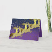 サンタの鹿 紫 ネイビーブルー ゴールド シーズンカード (正面)