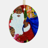 サンタの黒いクリスマスオーナメント-クリスマスの装飾のギフト セラミックオーナメント (右)